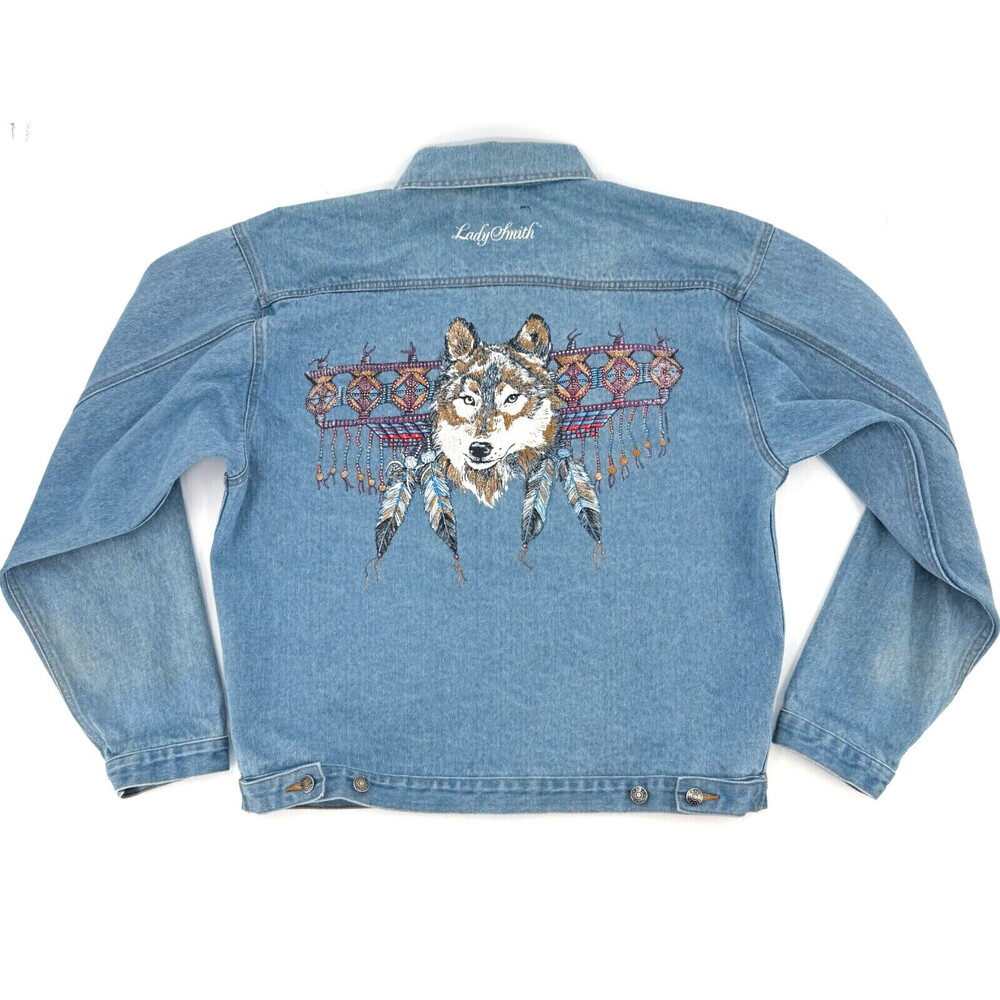 Vintage Tri Moutain Jacket Womens Large Denim Collared Button Up Relaxed